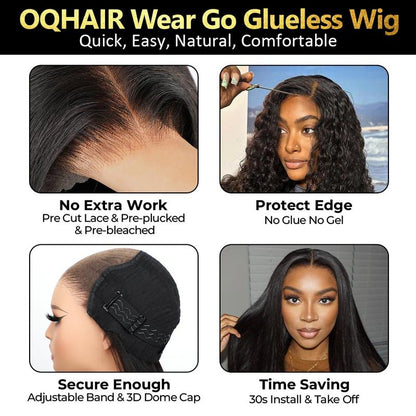 OQ HAIR Glueless HD Lace Front Wigs - Pre-Cut, Bleached Knots, 7X5 Straight Human Hair