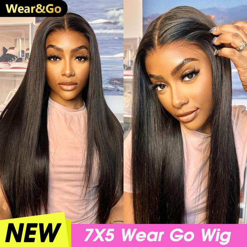 OQ HAIR Glueless HD Lace Front Wigs - Pre-Cut, Bleached Knots, 7X5 Straight Human Hair