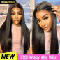 OQ HAIR Glueless HD Lace Front Wigs - Pre-Cut, Bleached Knots, 7X5 Straight Human Hair